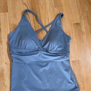 NWOT Lands' End Sz L(14-16) Women's Plunge X-Back Tankini Swim Top in Dusk Sky